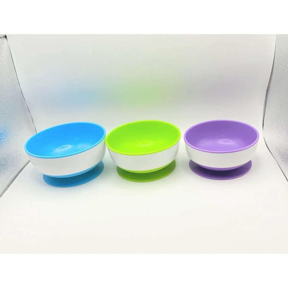 Munchkin Stay Put Suction Bowls for Baby and Toddler, 3 Pack, Blue/Green/Pur...